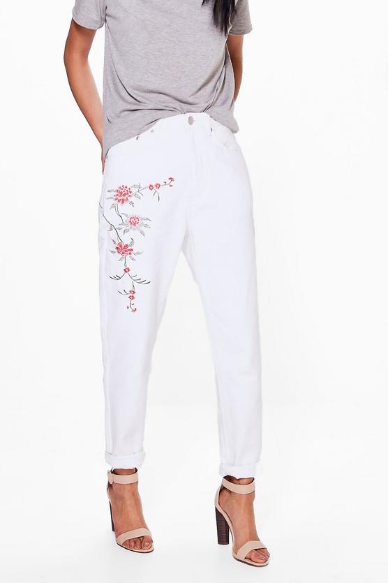 Sophie High Waist Embroidered Mom Jeans